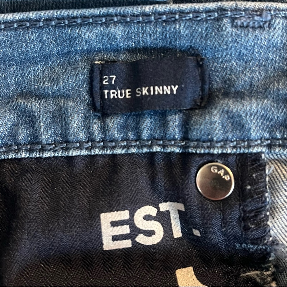 GAP Medium Blue Distressed Boyfriend Jeans True Skinny 27 - Picture 5 of 5